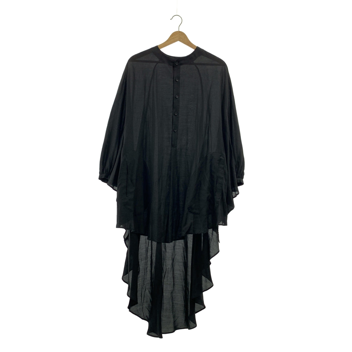 YOHJI YAMAMOTO +NOIR / ヨウジヤマモトプリュスノアール | 2015SS | 変形 オーバーシルエット ギャザースリーブ ロングシャツ ブラウス | 1 | レディース