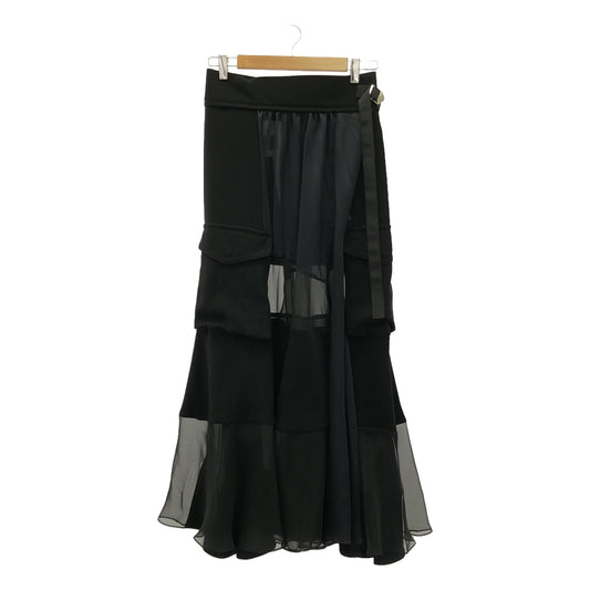 sacai | 2020AW | Patchwork wrap skirt | 2 | Black | Women's