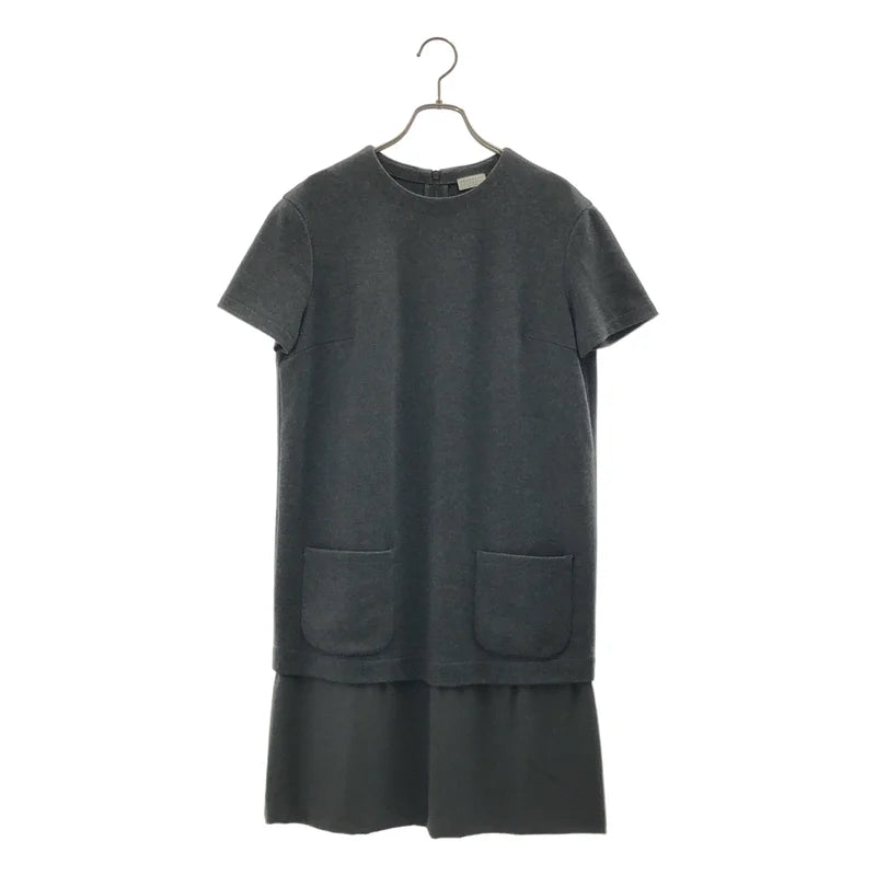 BRUNELLO CUCINELLI / ブルネロクチネリ | ウール シルク切替 バックジップ ワンピース | L | レディース