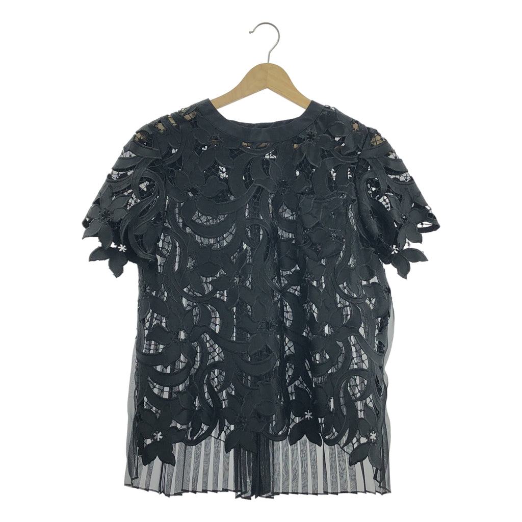 sacai | 蕾絲後背褶飾拉鍊襯衫 | 黑色 | 女款