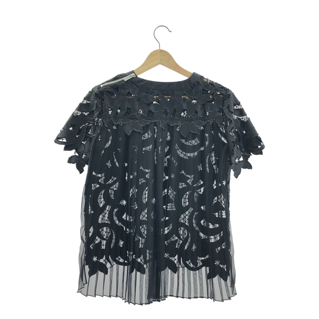 sacai | 蕾絲後背褶飾拉鍊襯衫 | 黑色 | 女款