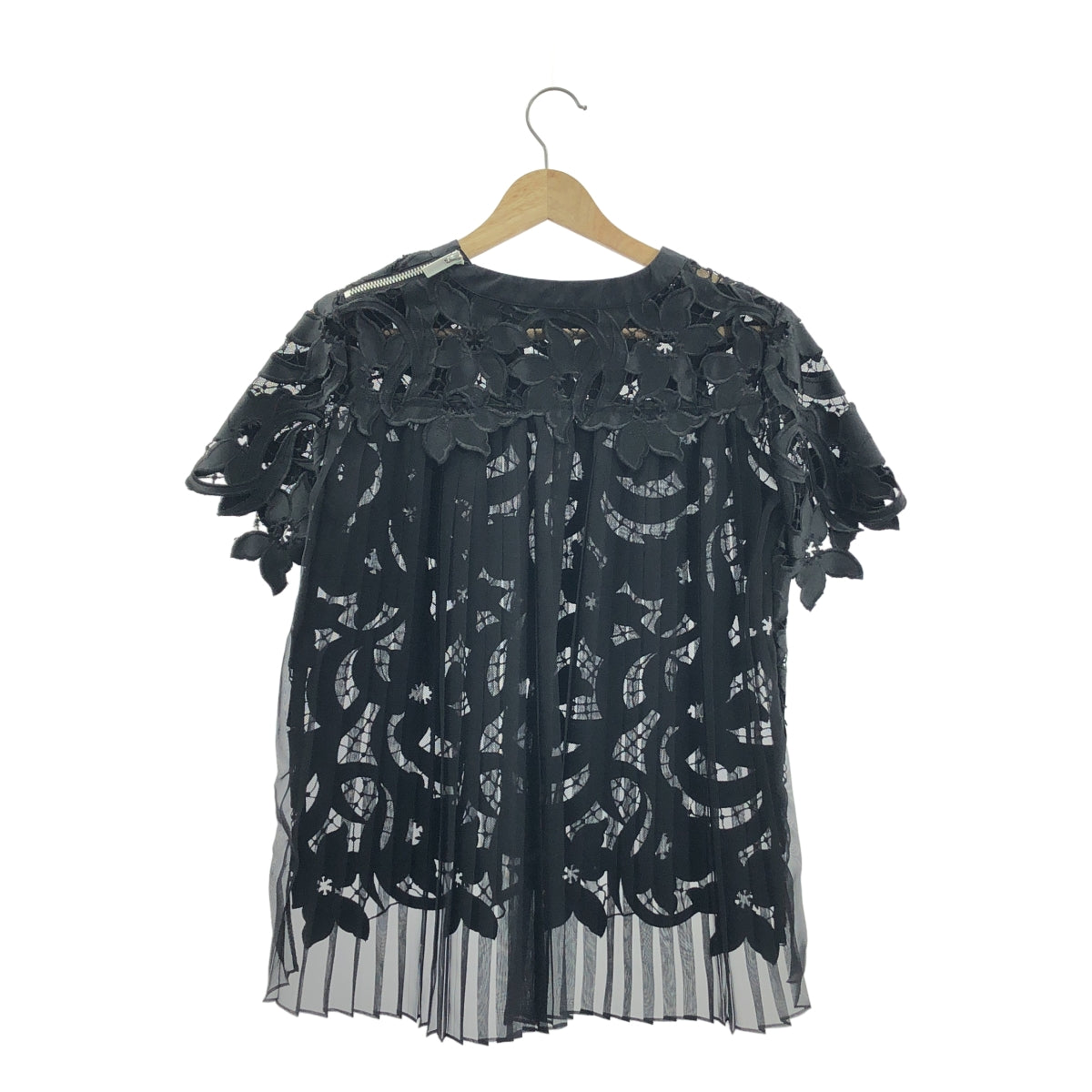 sacai | 蕾絲後背褶飾拉鍊襯衫 | 黑色 | 女款