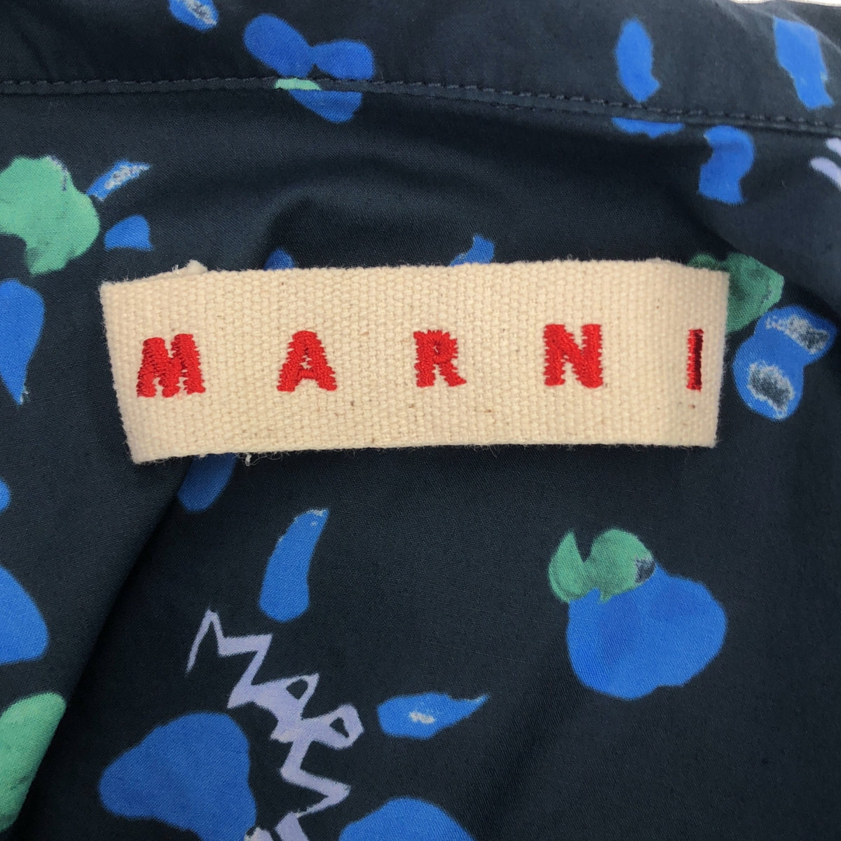 [Good Condition] MARNI | 2024SS | PRINT S/S SH / All-over Logo Open Collar Shirt | 48 | Navy | Men's