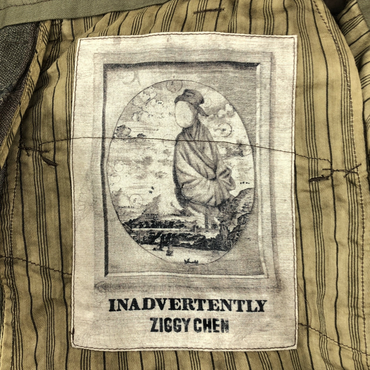 【美品】  ziggy chen / ジギーチェン | 2024SS | Lea Ted Drop Crotched Trousers / 総柄 タック ワイド トラウザーズ パンツ | 46 | Lava | メンズ
