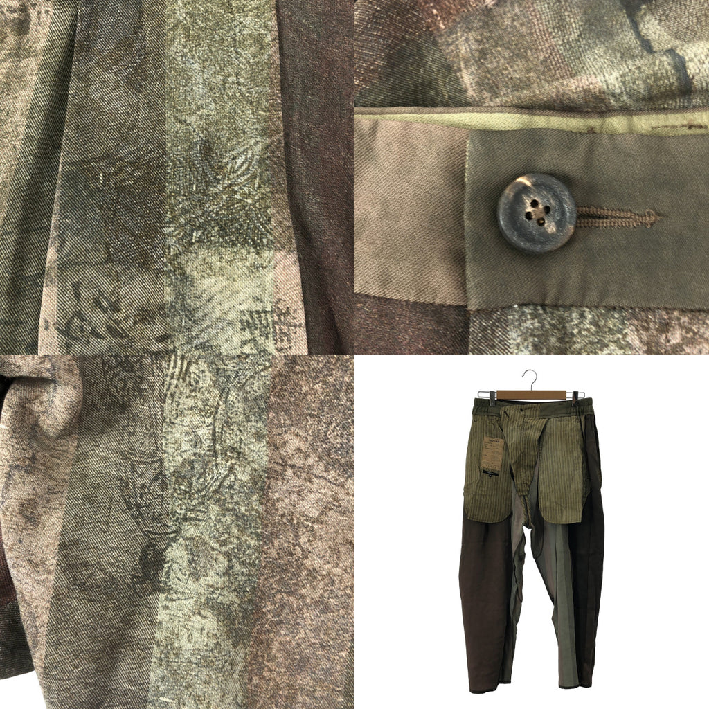 【美品】  ziggy chen / ジギーチェン | 2024SS | Lea Ted Drop Crotched Trousers / 総柄 タック ワイド トラウザーズ パンツ | 46 | Lava | メンズ