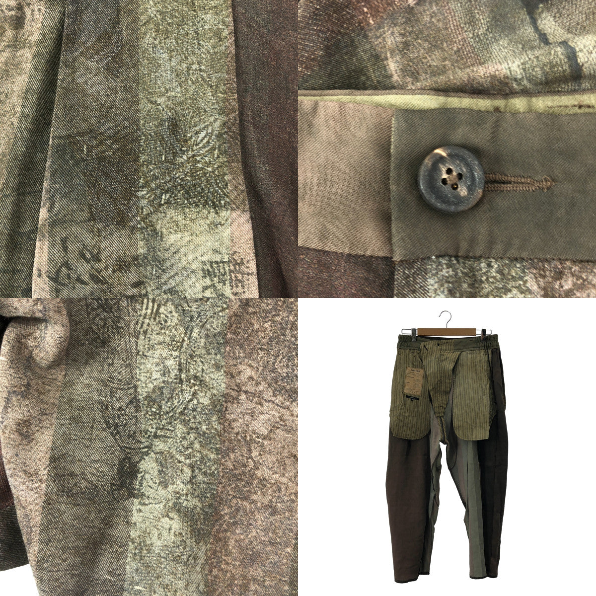 【美品】  ziggy chen / ジギーチェン | 2024SS | Lea Ted Drop Crotched Trousers / 総柄 タック ワイド トラウザーズ パンツ | 46 | Lava | メンズ