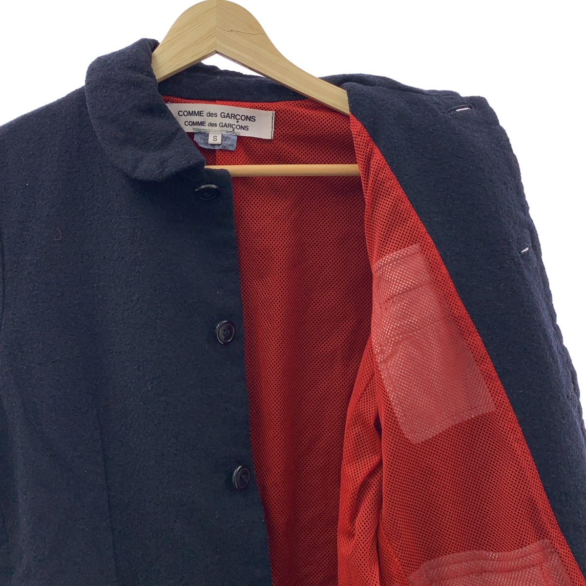 COMME des GARCONS | 2015 秋冬 | 後背透氣圓領羊毛夾克，帶網眼襯裡 | 尺寸 S |