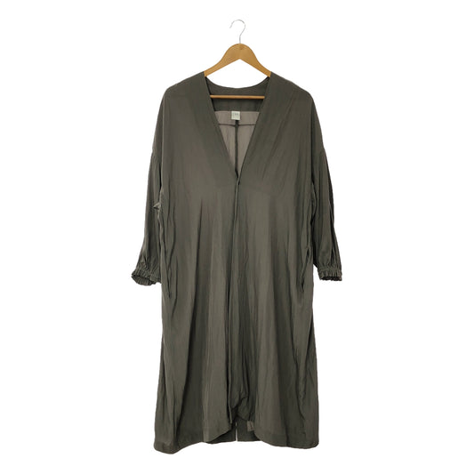 NO CONTROL AIR | Polyester smooth gathered sleeve no-collar coat | XS | Khaki | Women's