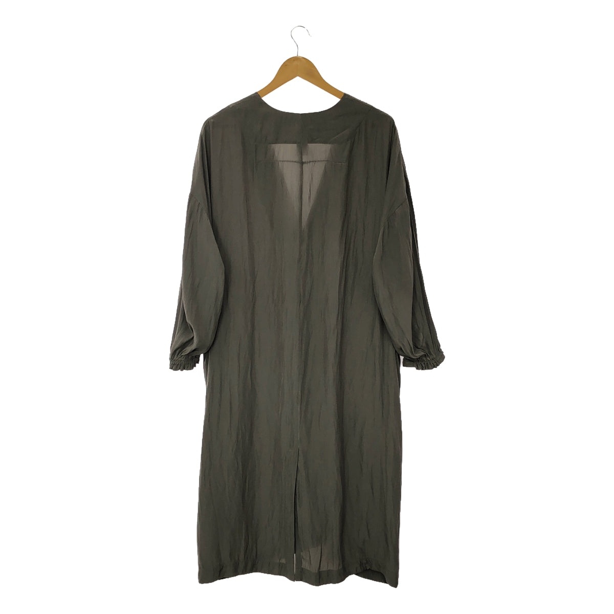 NO CONTROL AIR / 노 컨트롤 에어 | 폴리 에스테르 부드러운 개더 슬리브 노 컬러 코트 | XS | 카키 | 여성