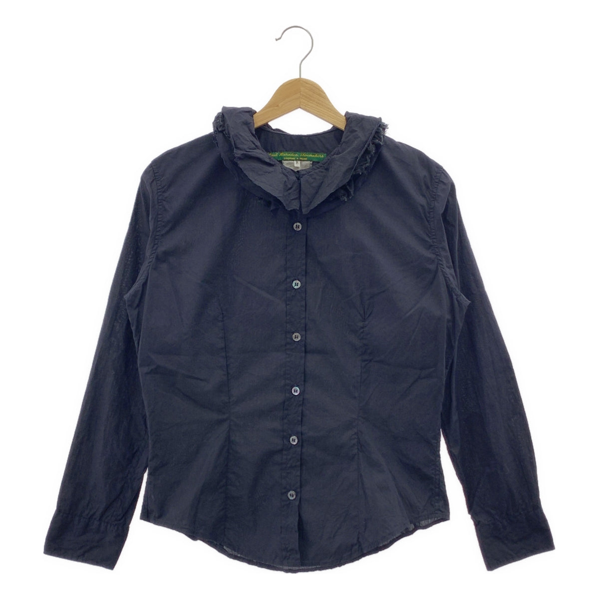 [狀況極佳] Paul Harnden | 棉質襯衫 / 荷葉邊領襯衫 | M碼 | 海軍藍 | 女款
