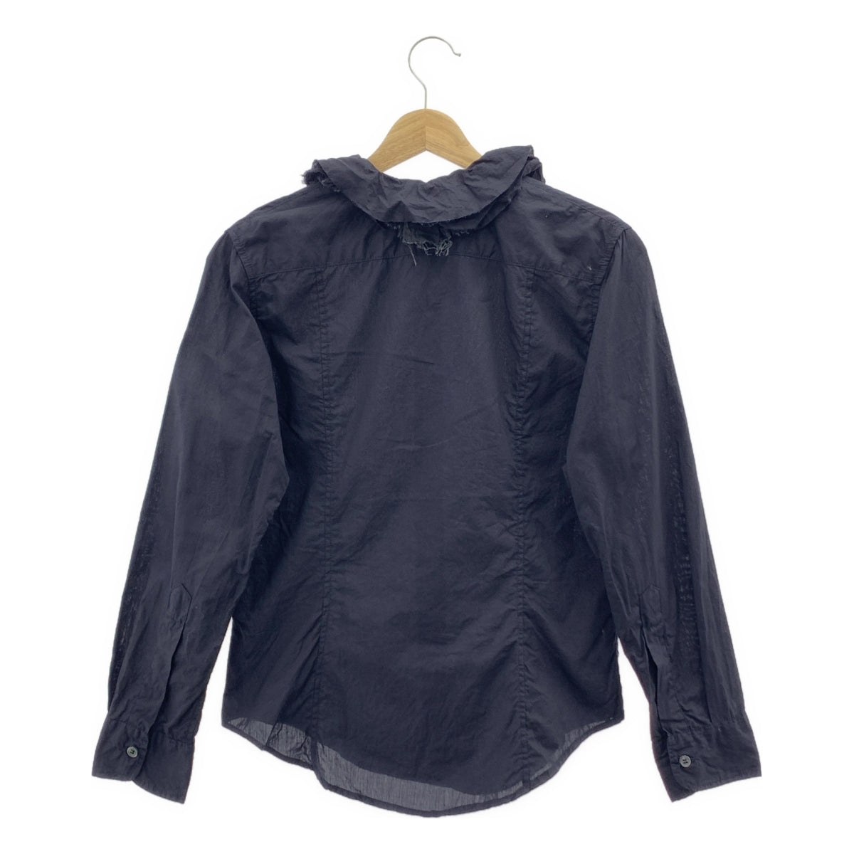 [狀況極佳] Paul Harnden | 棉質襯衫 / 荷葉邊領襯衫 | M碼 | 海軍藍 | 女款