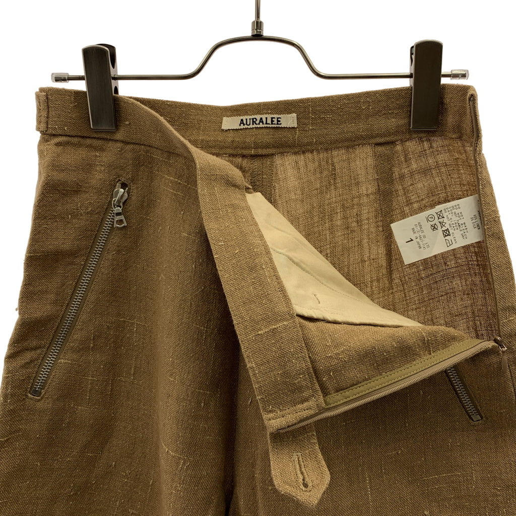 AURALEE / オーラリー | 夏季亞麻斜紋軟呢短褲 | 1 | 棕色 | 女款