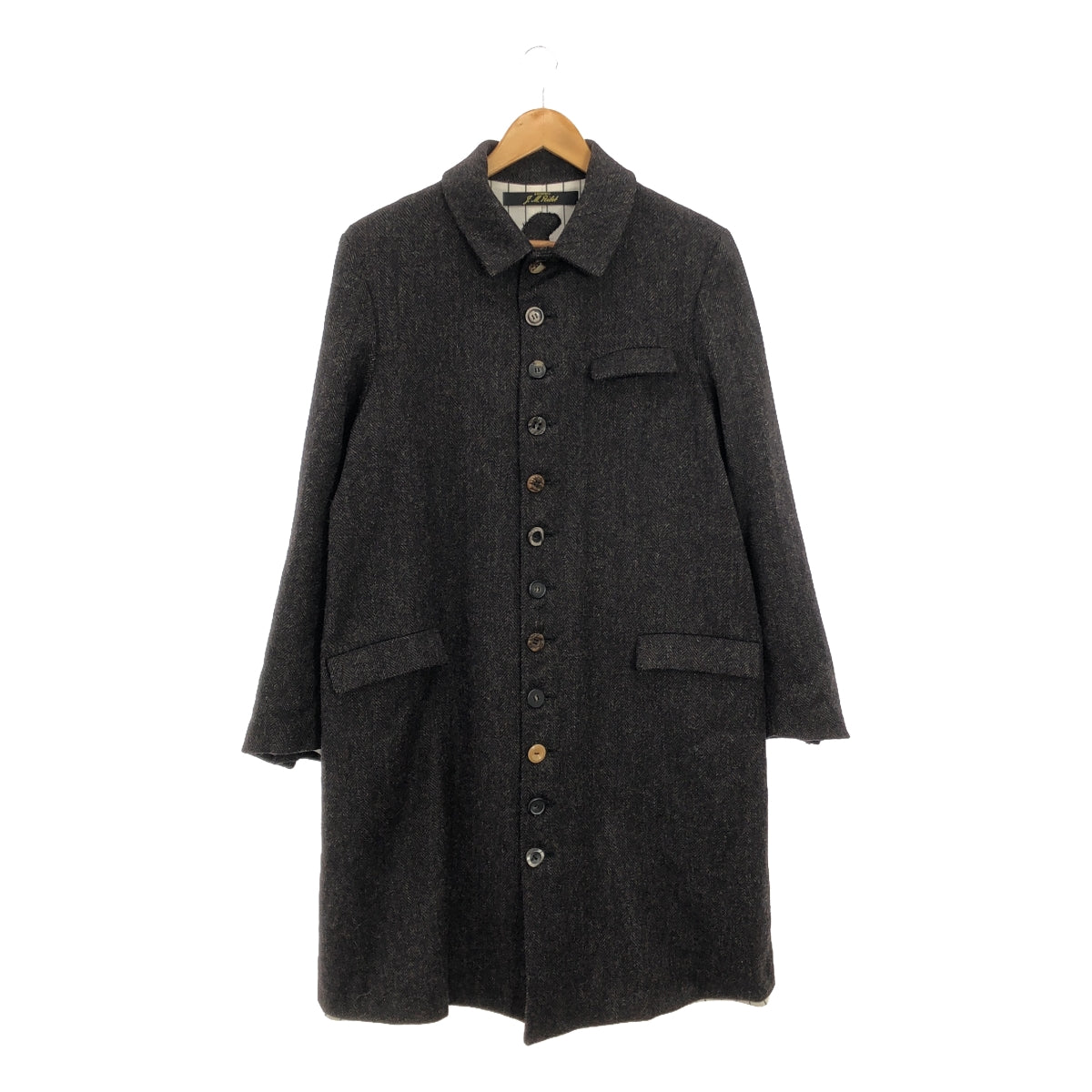 [Good condition] ARCHIVIO JMRibot | wool tweed coat / herringbone tweed long coat / fully lined | size 44 | dark brown | men's