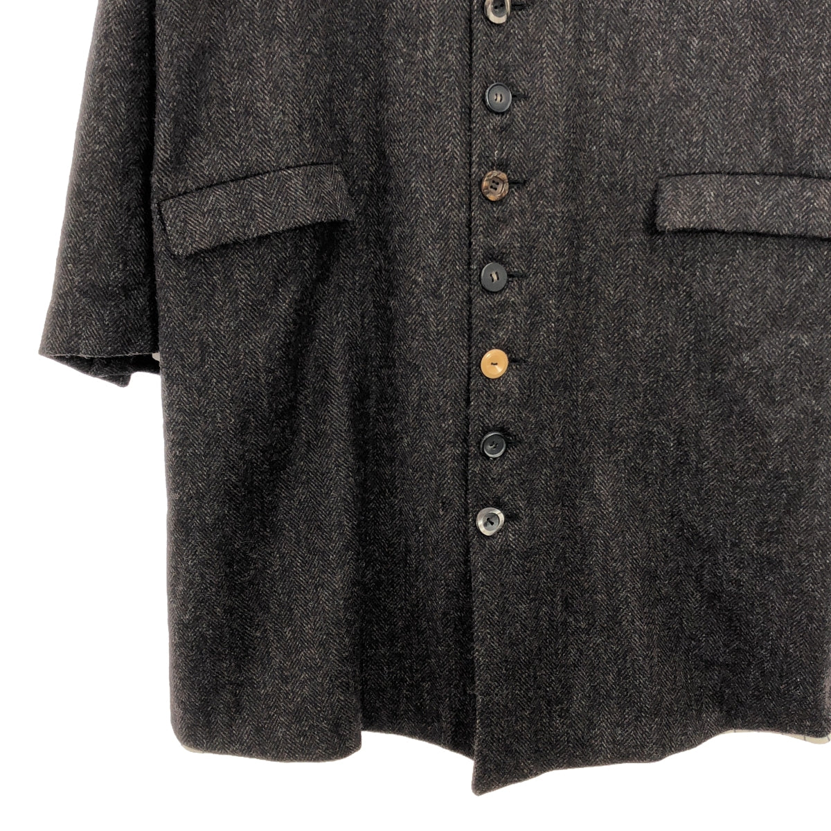 【美品】  ARCHIVIO J.M.Ribot / アルキビオジェイエムリボット | wool tweed coat / ヘリンボーン ツイード ロングコート / 総裏地 | 44 | dark brown | メンズ