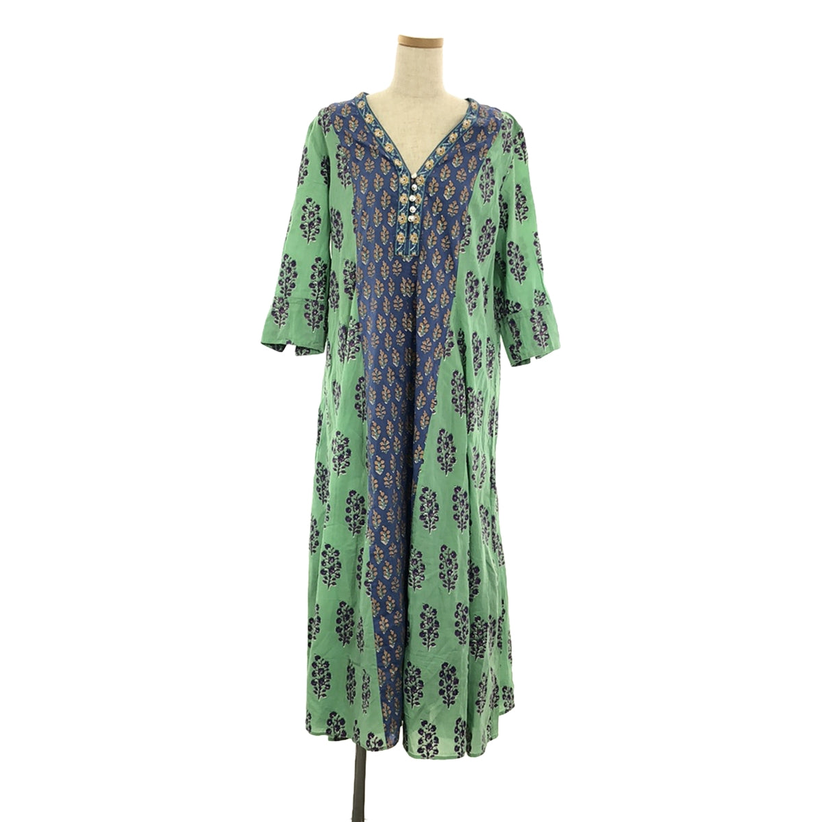 ne Quittez pas / ne Quittez pas | ETHNIC PRINT PANEL DRESS | S | Green | Women's