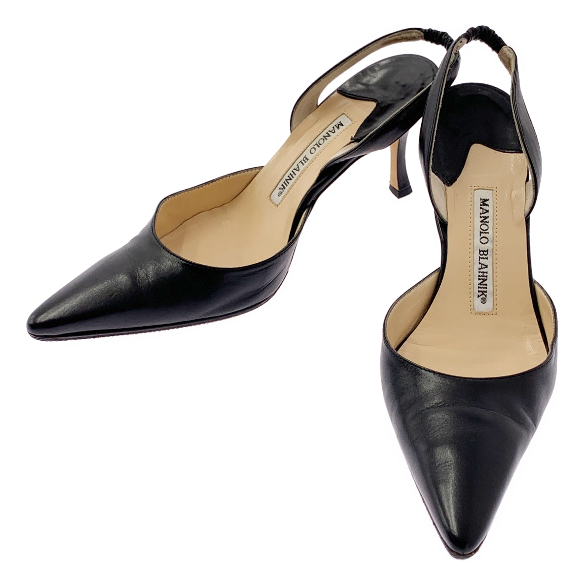 MANOLO BLAHNIK / マノロブラニク | レザー ポインテッドトゥ スリングバック ヒール パンプス | 36 | レディース