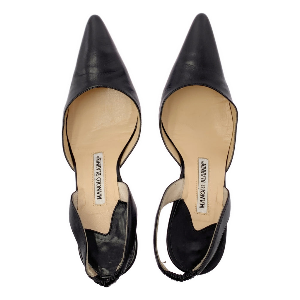 MANOLO BLAHNIK / 마노로브라니크 | 가죽 포인티드 투 슬링백 힐 펌프스 | 36 | 여성