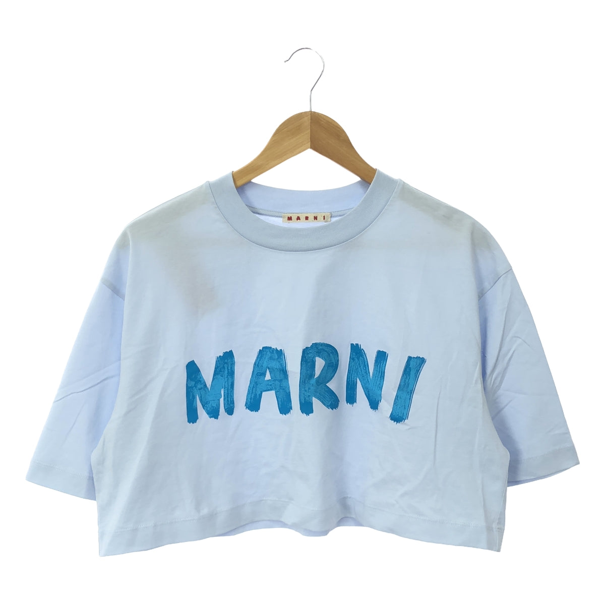 【미품】 MARNI / 마르니 | 2024SS | 로고 프린트 크롭 티셔츠 | 38 | 라이트 블루 | 여성