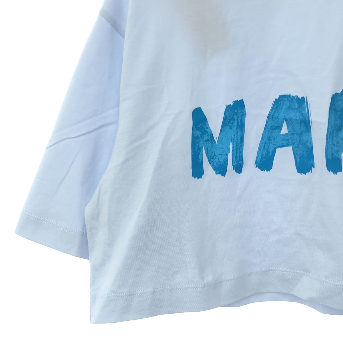 【미품】 MARNI / 마르니 | 2024SS | 로고 프린트 크롭 티셔츠 | 38 | 라이트 블루 | 여성