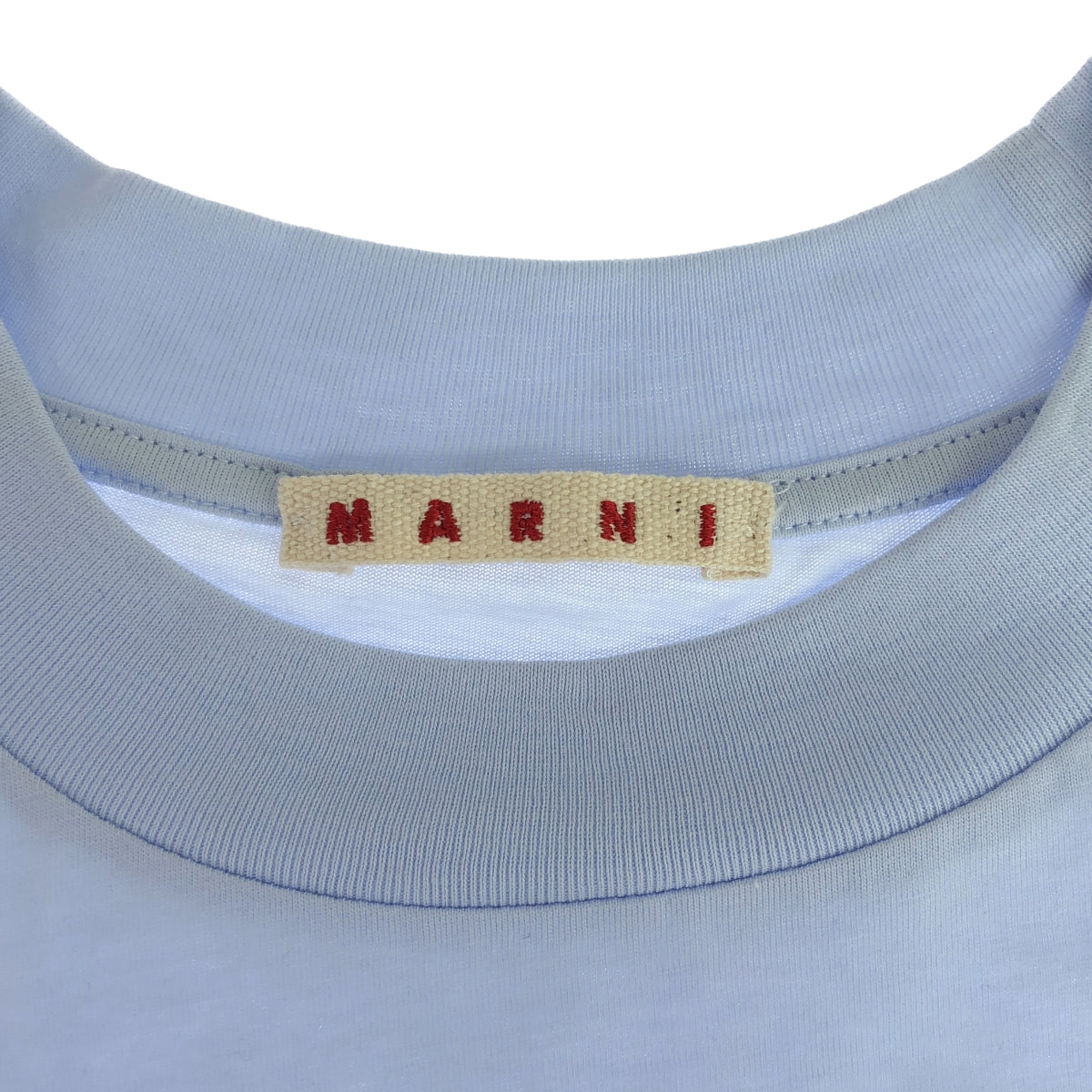 【미품】 MARNI / 마르니 | 2024SS | 로고 프린트 크롭 티셔츠 | 38 | 라이트 블루 | 여성