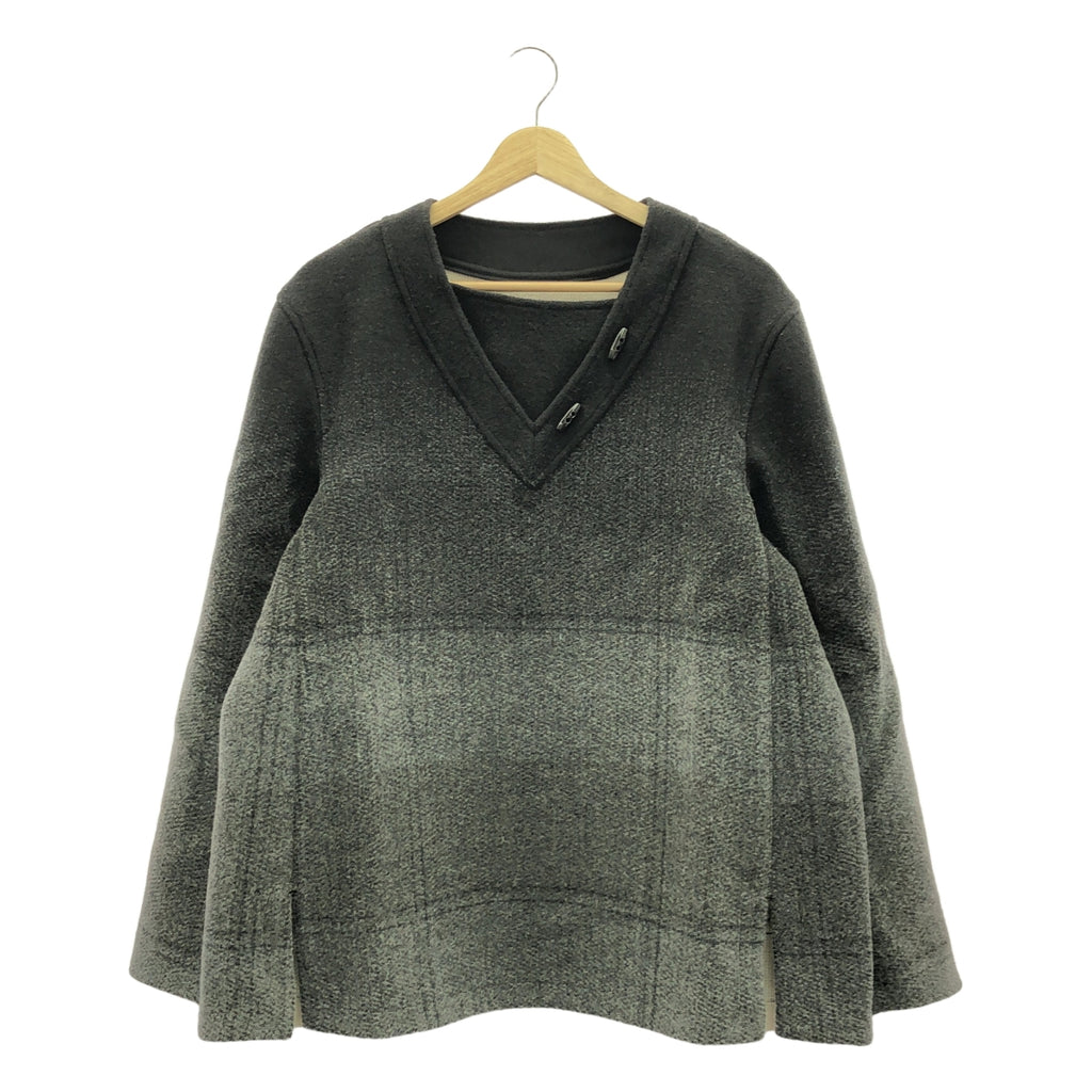 【미품】 IRENISA / 일레니사 | 2022AW | SQUARE NECK PULL OVER SHIRT / 스퀘어 넥 풀오버 셔츠 | 2 | 블랙/그레이 | 남성