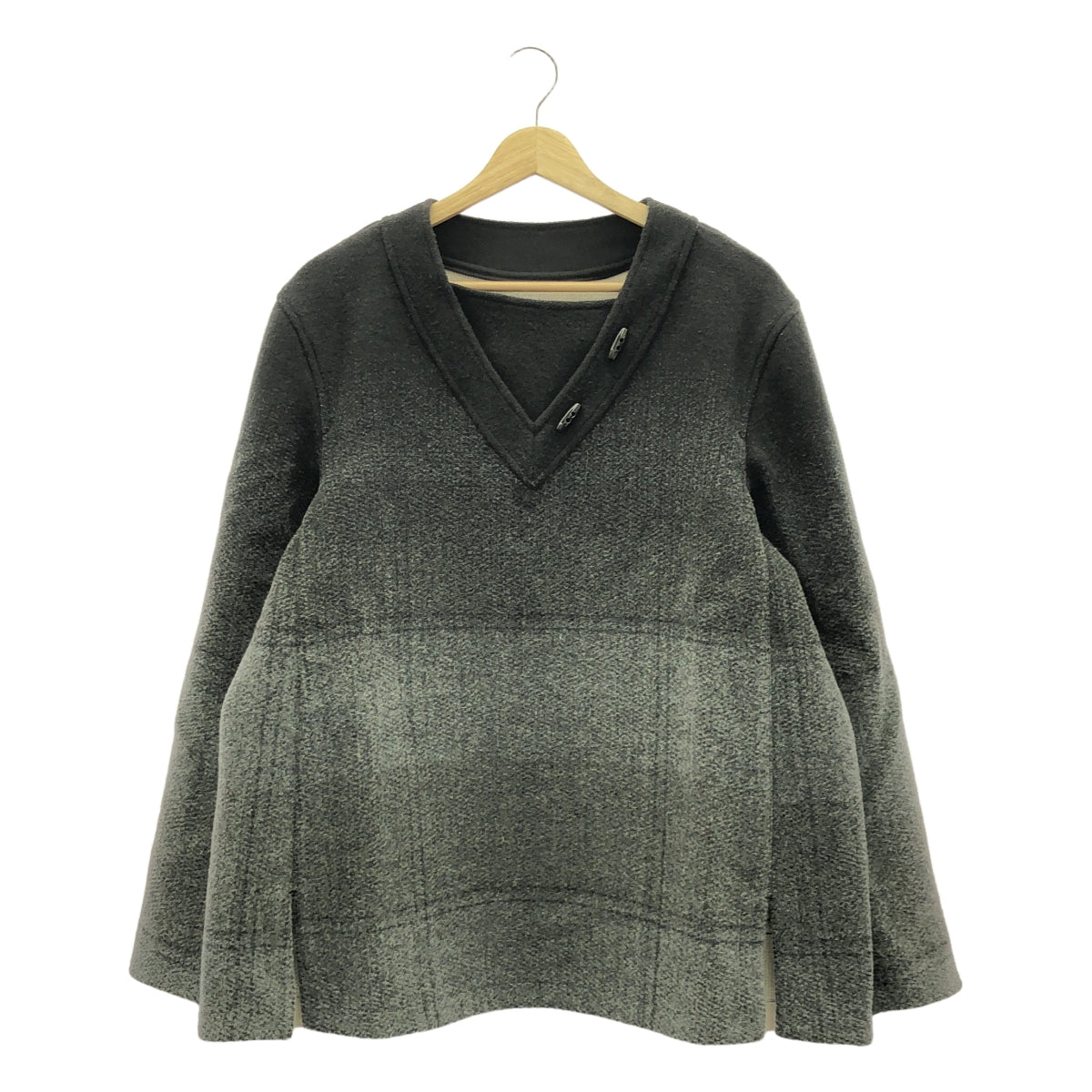 【美品】  IRENISA / イレニサ | 2022AW | SQUARE NECK PULL OVER SHIRT / スクエアネックプルオーバーシャツ | 2 | ブラック/グレー | メンズ