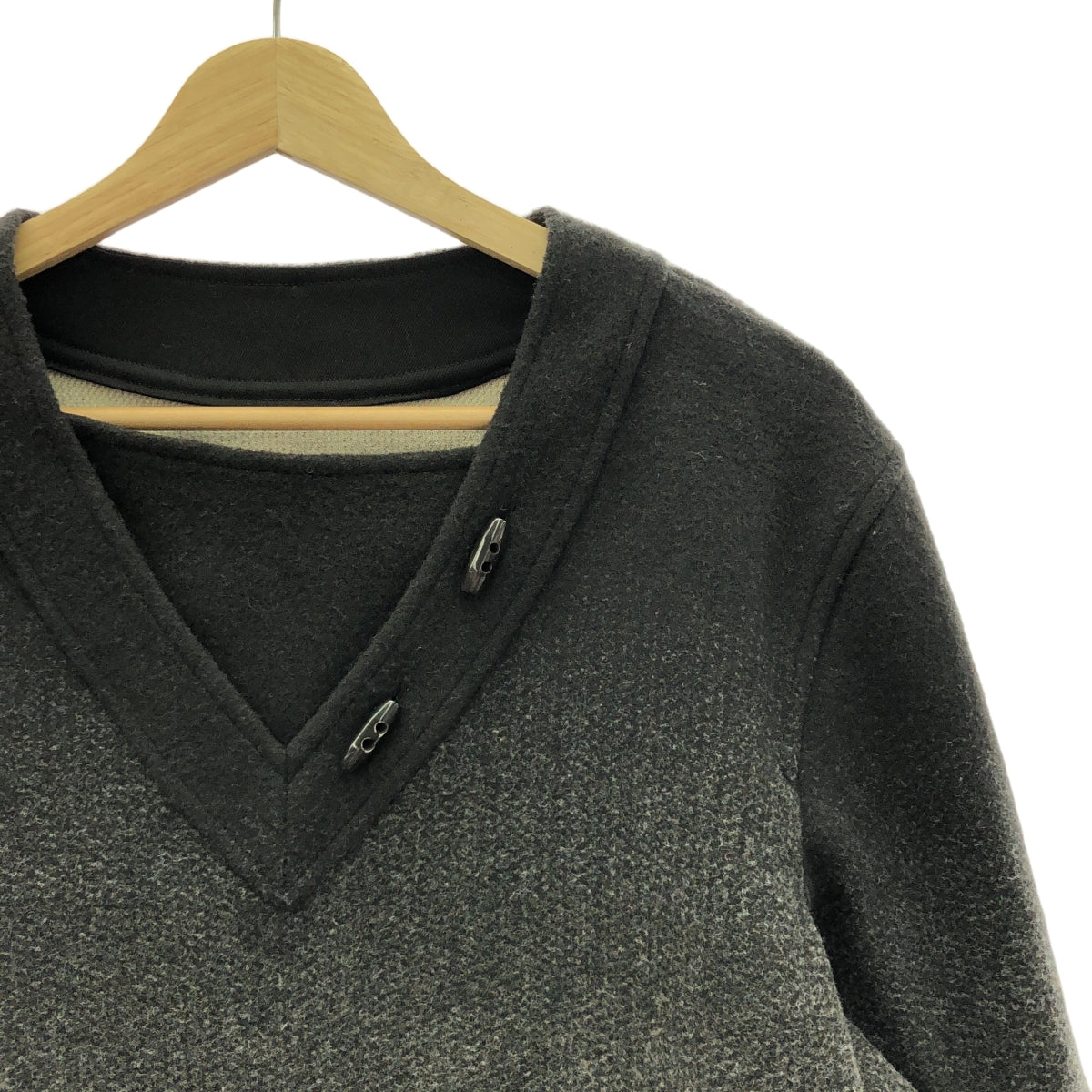 【美品】  IRENISA / イレニサ | 2022AW | SQUARE NECK PULL OVER SHIRT / スクエアネックプルオーバーシャツ | 2 | ブラック/グレー | メンズ