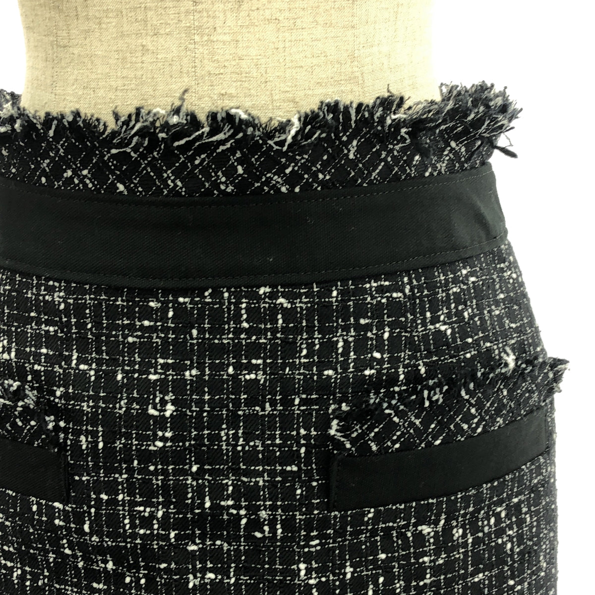 【미품】 sacai / 사카이 | Summer Tweed Skirt 스커트 | 1 | 블랙 / 화이트 | 여성