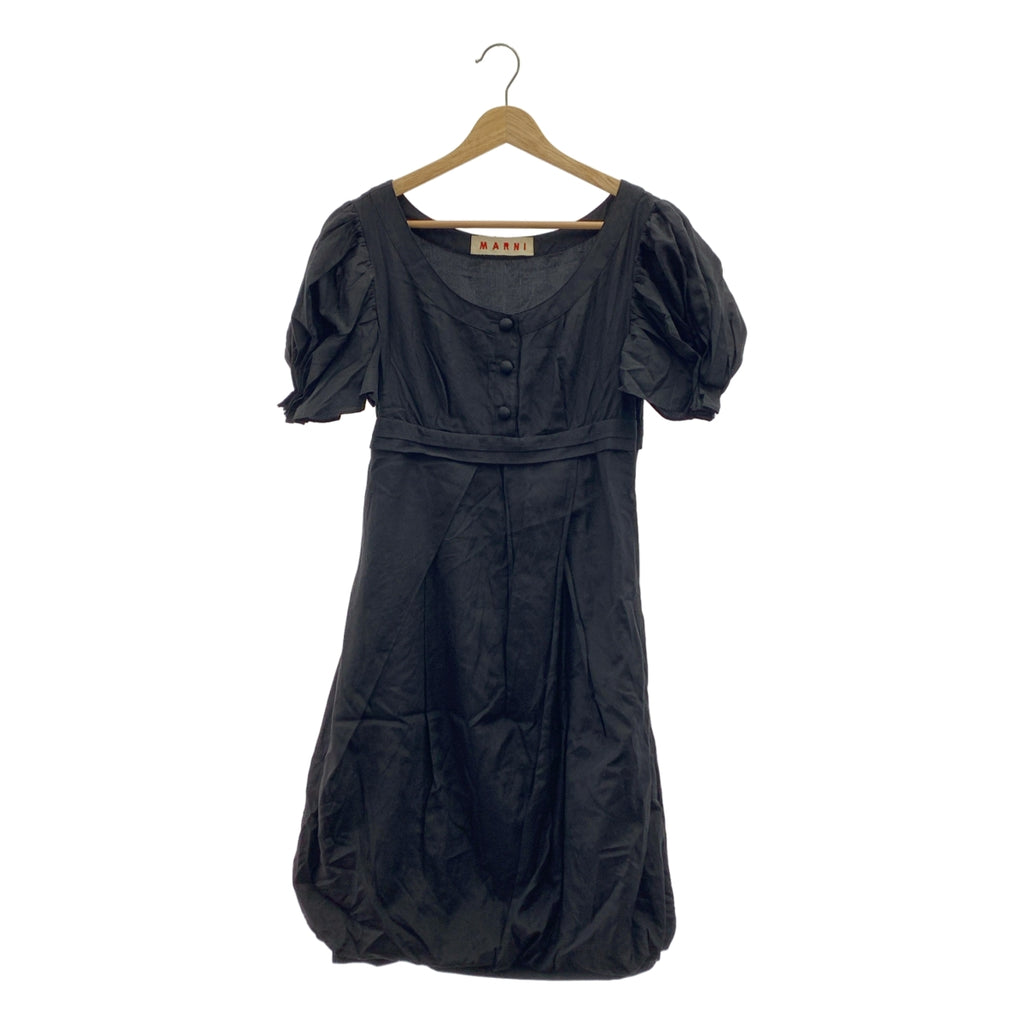 MARNI / マルニ | シルク パフスリーブ タック バルーン 半袖ワンピース | 36 | レディース