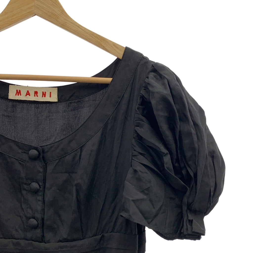 MARNI / マルニ | シルク パフスリーブ タック バルーン 半袖ワンピース | 36 | レディース