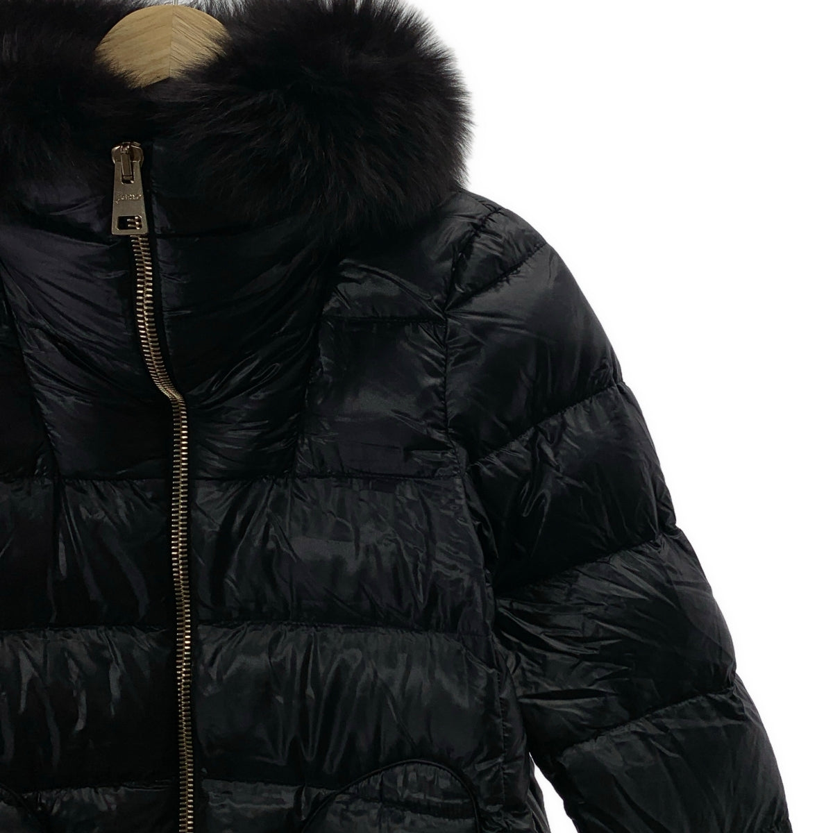 HERNO | 狐狸毛輕薄羽絨大衣 | 40碼 | 黑色 | 女款