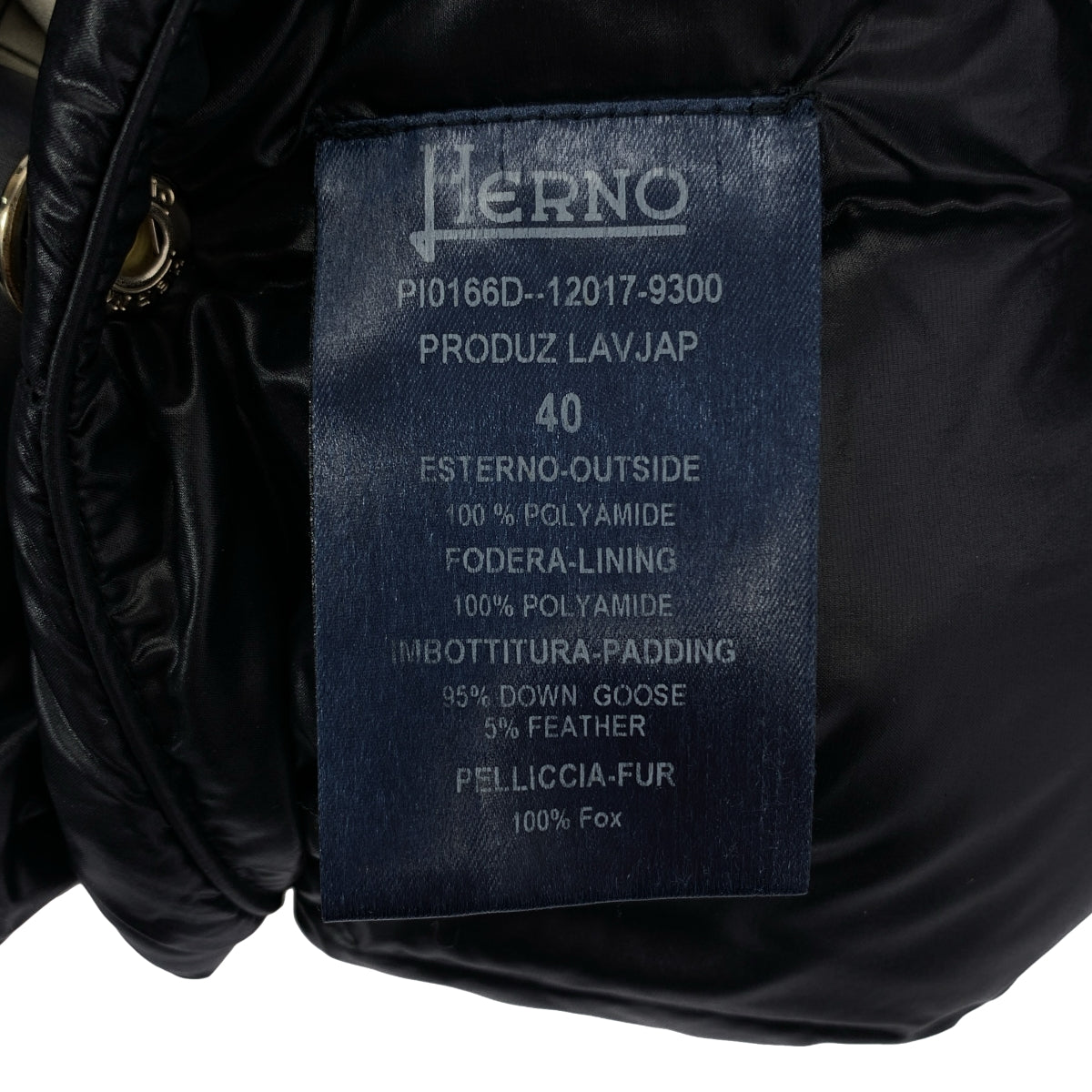 HERNO | 狐狸毛輕薄羽絨大衣 | 40碼 | 黑色 | 女款