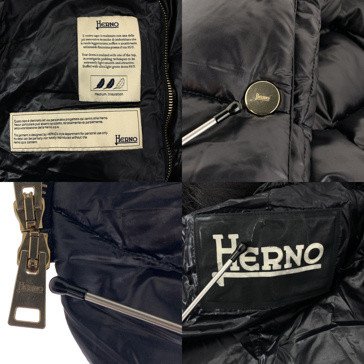 HERNO | 狐狸毛輕薄羽絨大衣 | 40碼 | 黑色 | 女款