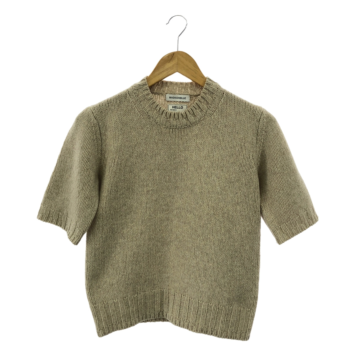 MADISON BLUE | Wool nylon pullover short sleeve knit | 00 (XS) | Beige | Women's