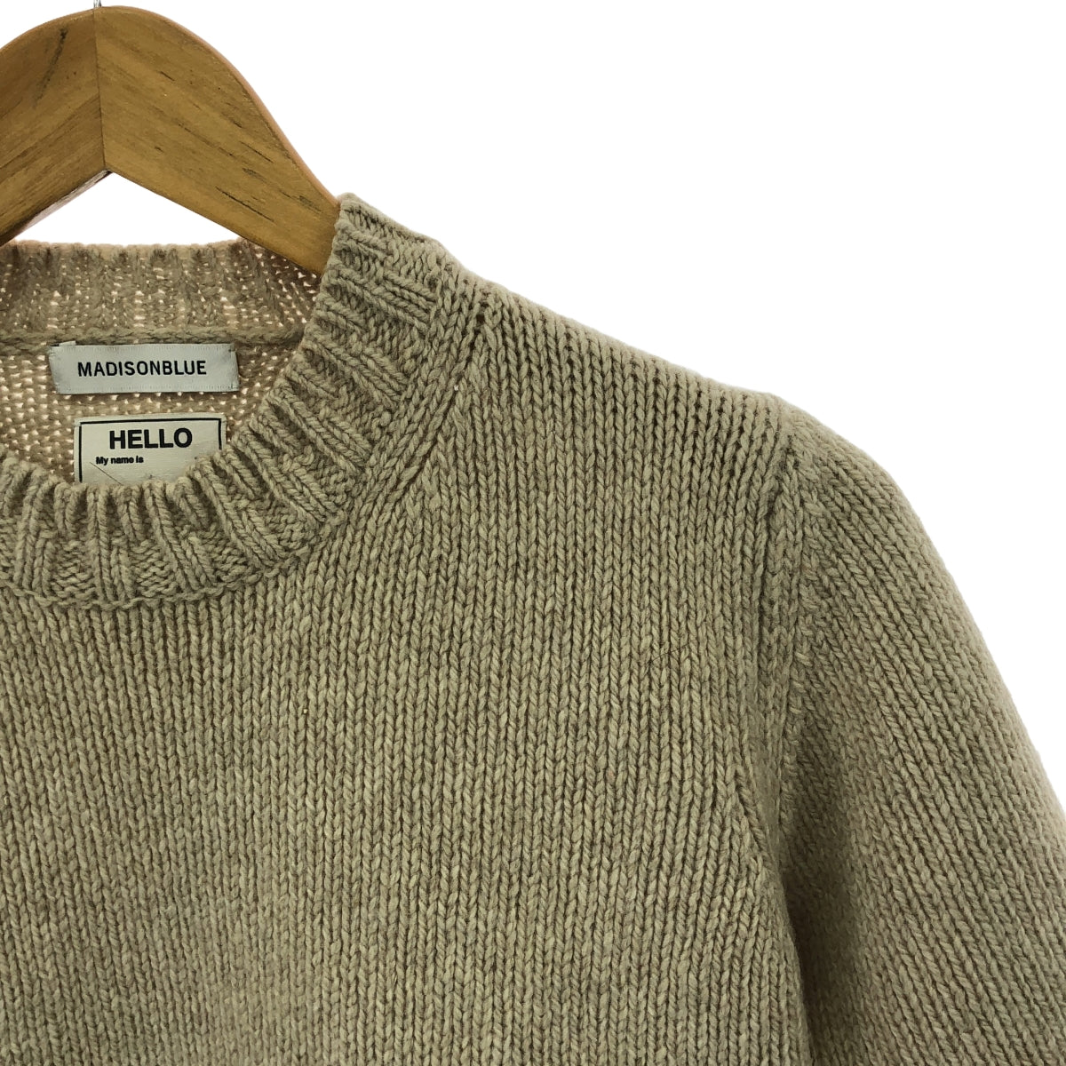 MADISON BLUE | Wool nylon pullover short sleeve knit | 00 (XS) | Beige | Women's