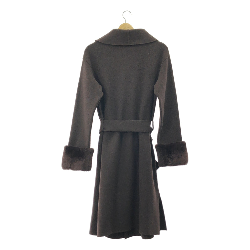 FOXEY | Nutria 皮草與羊毛束帶大衣 | 尺寸 2 | 女款