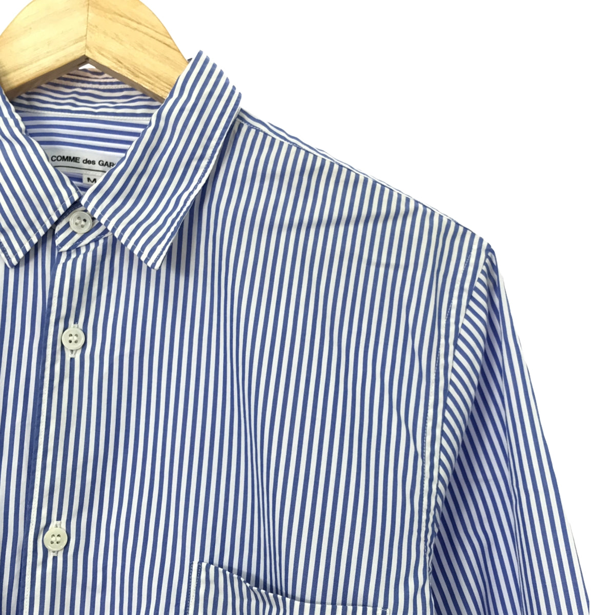 COMME des GARCONS | 2011AW | Cotton Striped Regular Collar Shirt | M | Blue/White | Women's