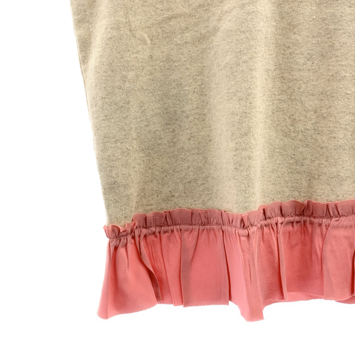 miu miu / 뮤 뮤 | 코튼 다른 소재 전환 백 리본 프릴 블라우스 탑스 | L |