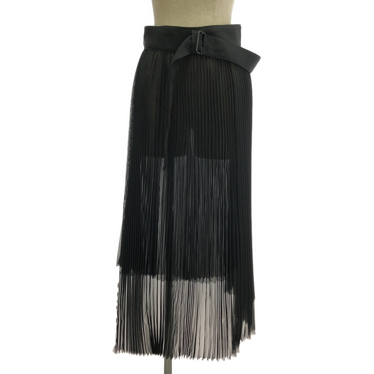 HYKE / ハイク | 2019SS | ベルテッド シアー プリーツスカート | 2 | ブラック | レディース
