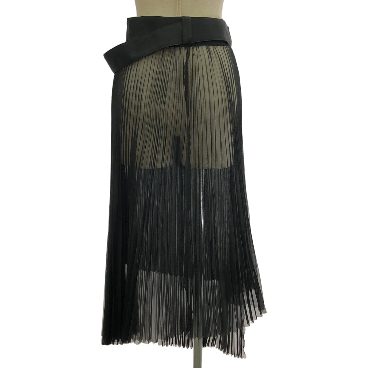 HYKE / ハイク | 2019SS | ベルテッド シアー プリーツスカート | 2 | ブラック | レディース