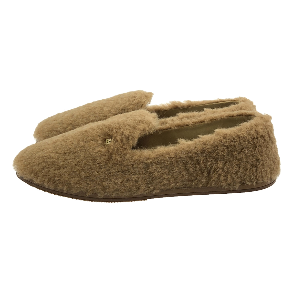 [狀況良好] Max Mara |泰迪熊蟒蛇飾品標誌圓頭一腳蹬樂福鞋 | 37 |布朗 |女性的