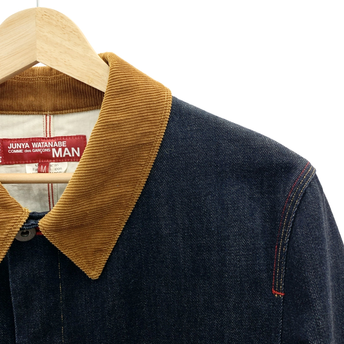 JUNYAWATANABE COMMEdesGARCONS MAN / 준야와타나베만 | 2012AW | × Levi's / 리바이스 다른 소재 전환 엘보 패치 코듀로이 칼라 데님 코트 | M |