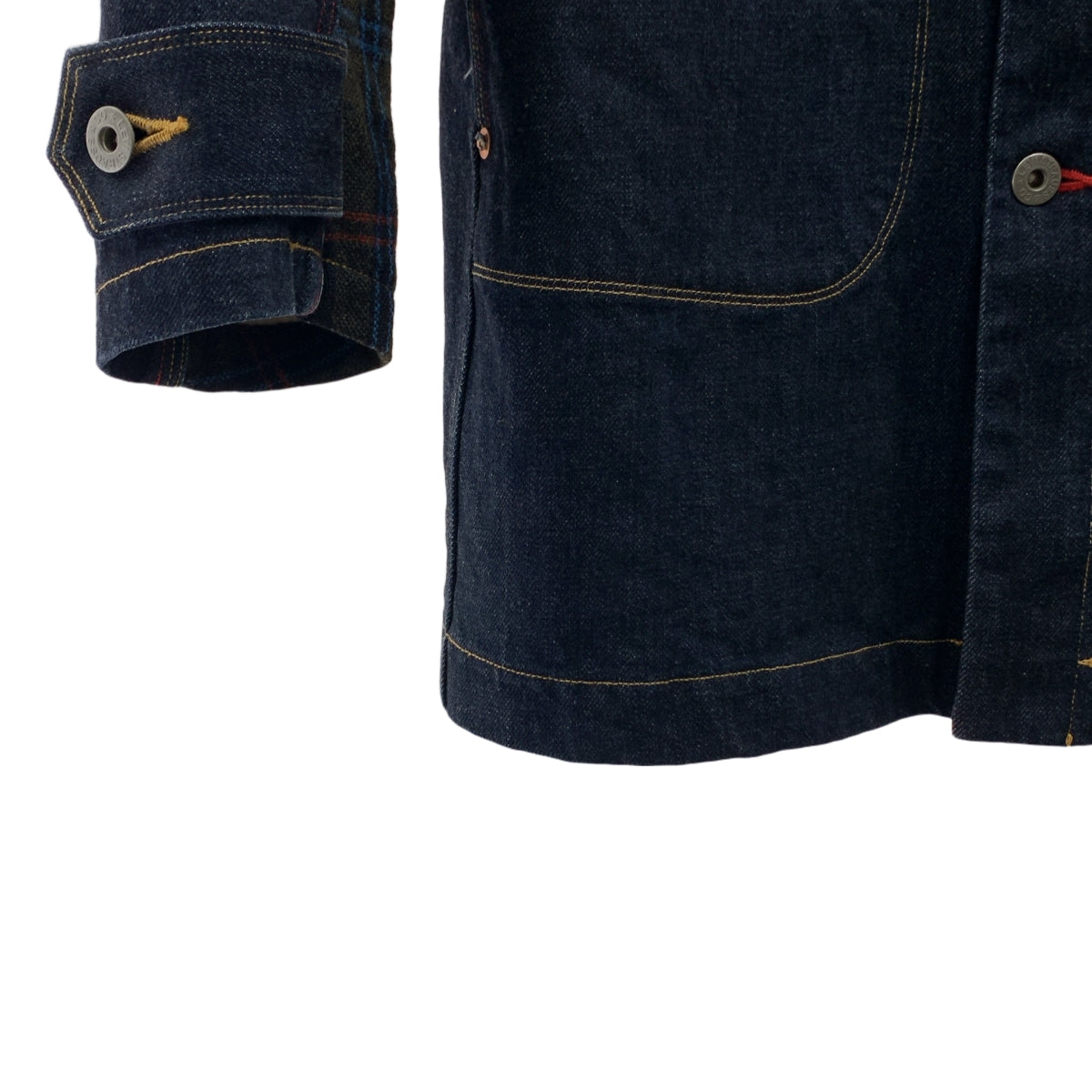 JUNYAWATANABE COMMEdesGARCONS MAN / 준야와타나베만 | 2012AW | × Levi 's / 리바이스 다른 소재 전환 엘보 패치 코듀로이 컬러 데님 코트 | M | 남성