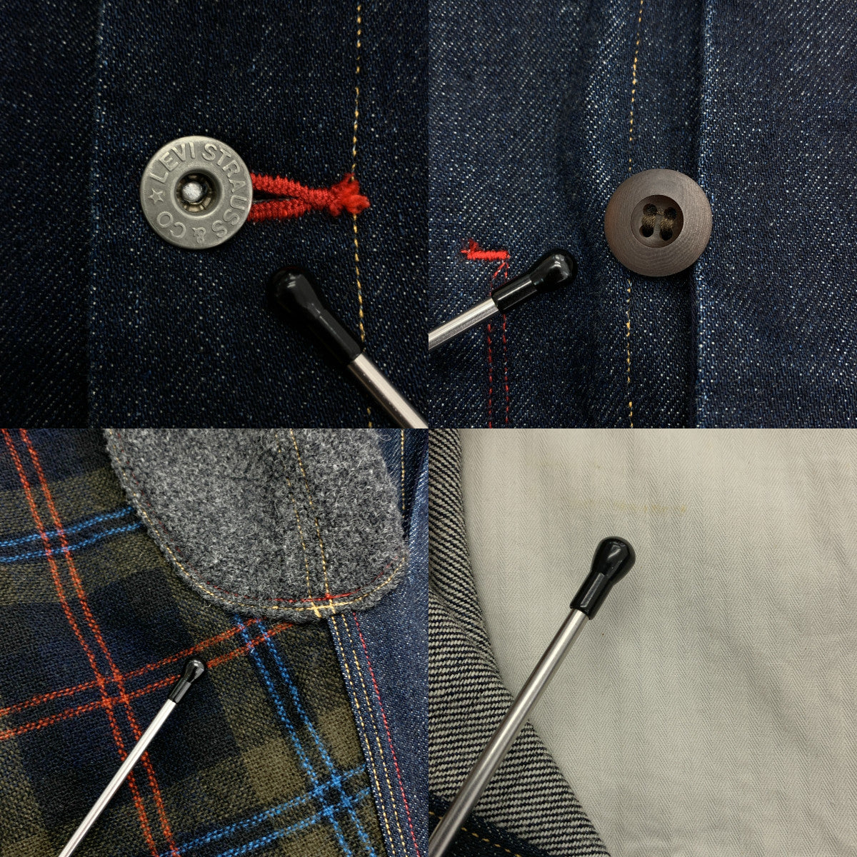 JUNYAWATANABE COMMEdesGARCONS MAN / 준야와타나베만 | 2012AW | × Levi's / 리바이스 다른 소재 전환 엘보 패치 코듀로이 칼라 데님 코트 | M |