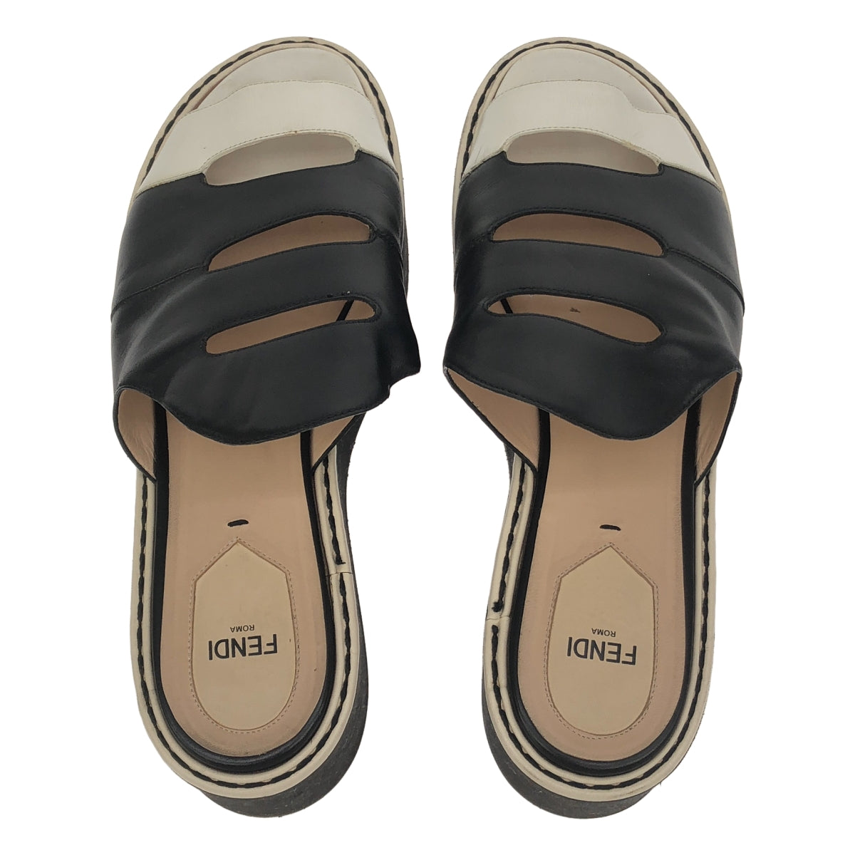 FENDI / フェンディ | ツートーン ウェッジ サンダル | 40 |