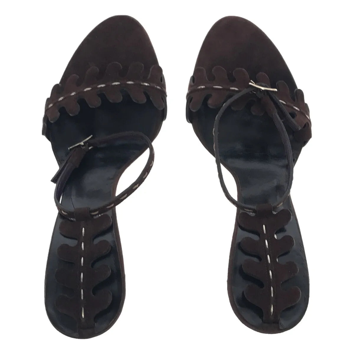 【美品】  FENDI / フェンディ | スエードレザー アンクルストラップ ヒールサンダル | 36 1/2 | ブラウン | レディース