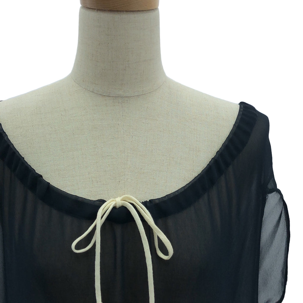 [品相完好] COMME des GARCONS |荷葉邊抽繩透視洋裝 |海軍 |女性的