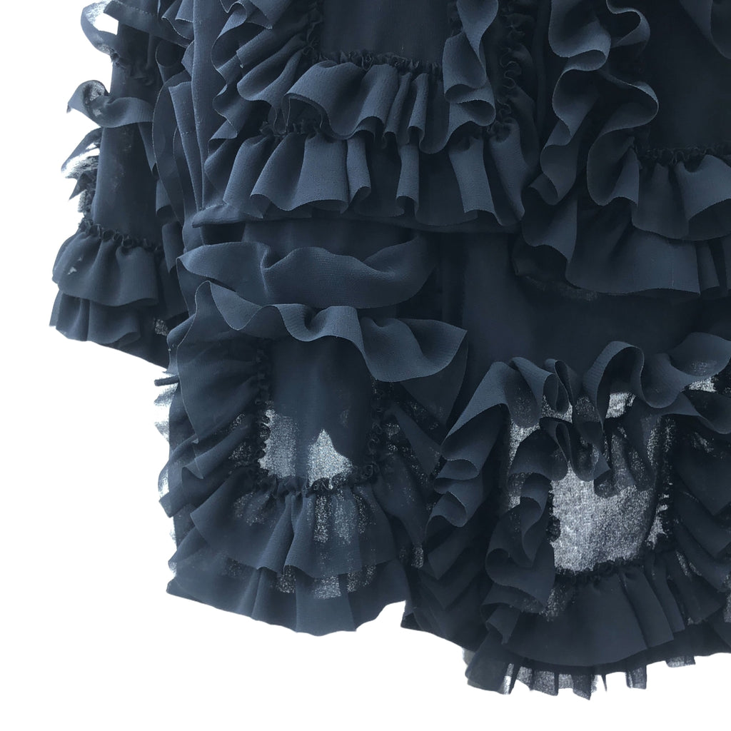 [品相完好] COMME des GARCONS |荷葉邊抽繩透視洋裝 |海軍 |女性的