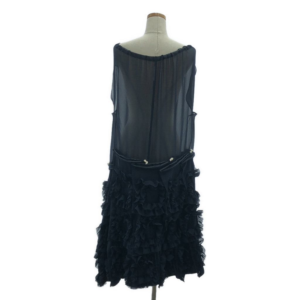 [品相完好] COMME des GARCONS |荷葉邊抽繩透視洋裝 |海軍 |女性的