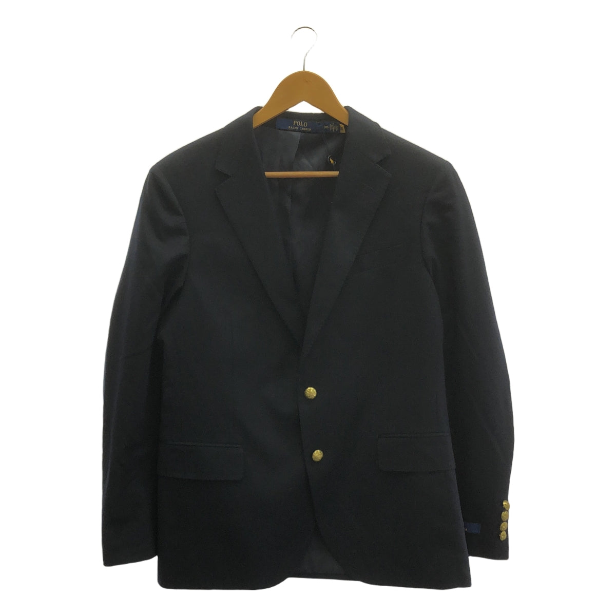 【美品】  POLO RALPH LAUREN / ポロラルフローレン | メタルボタン モダン ギャバジン ブレザー | 38S | ネイビー | メンズ